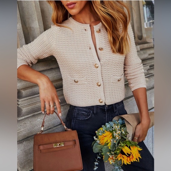 Vici Sweaters - ⭐️Knit Gold Button Cardigan NWOT